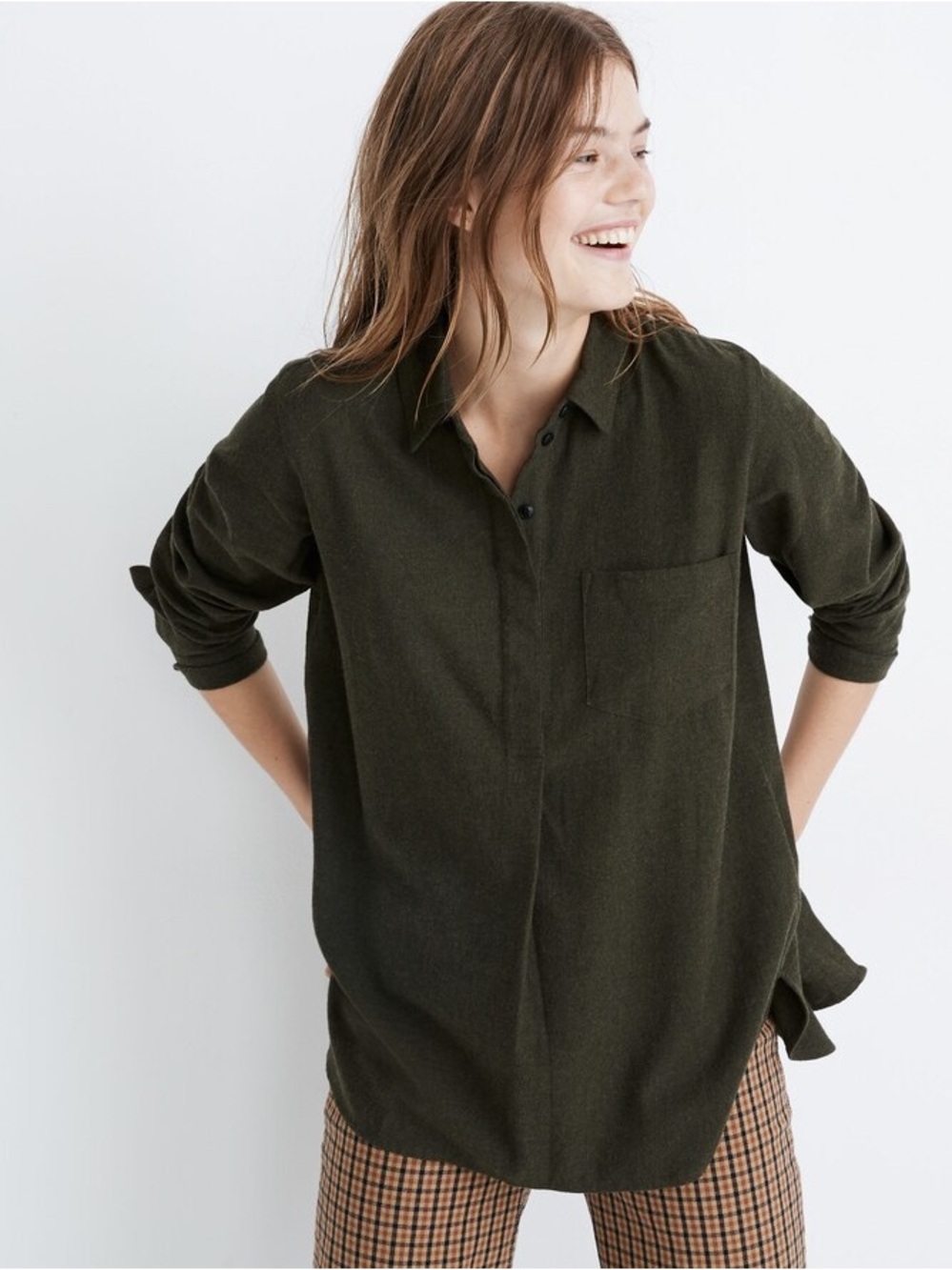 Madewell Olive Green Relaxed Button-Down Shirt